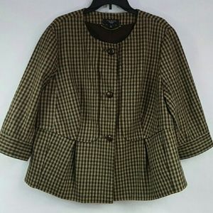 Talbots Women Brown Wool Blazer Jacket Size 16W